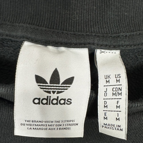 Adidas‎ Trefoil Big Logo Spell Out Black Crewneck Pullover Jumper Sweatshirt M - Picture 2 of 5